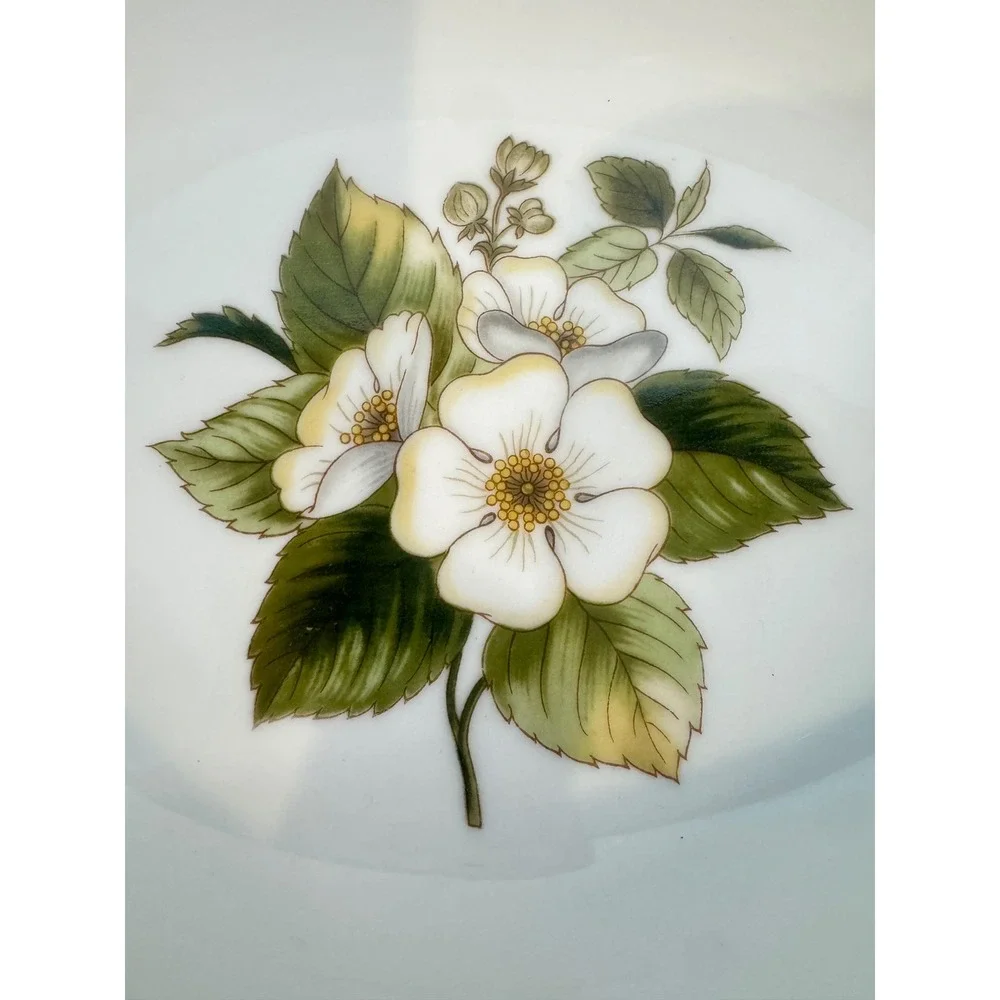 Noritake White Rose Oval Vegetable Serving Bowl Gold Trim Made in Japan 10.5in